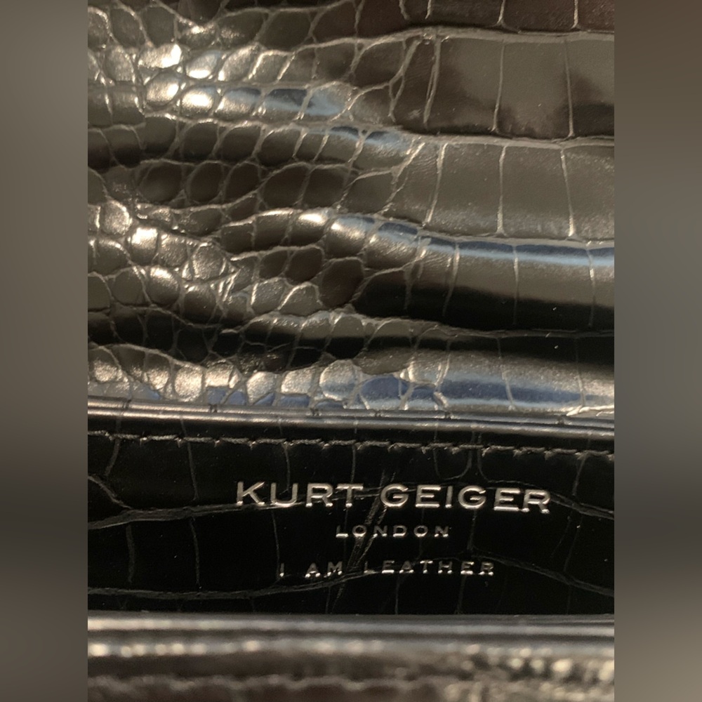 Kurt Geiger London Black Croc Embossed Leather Shoulder bag with Metallic Strap - Picture 5 of 9